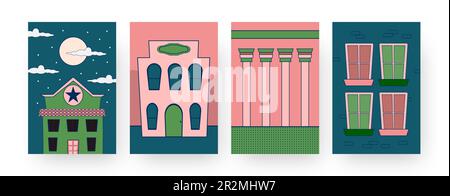 Set di poster di arte contemporanea a tema cittadino Illustrazione Vettoriale