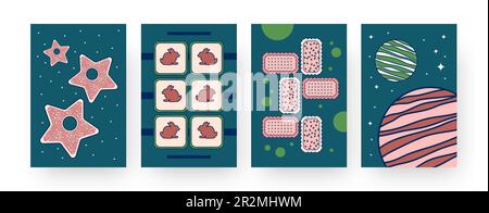 Set di poster di arte contemporanea con motivi cookie Illustrazione Vettoriale
