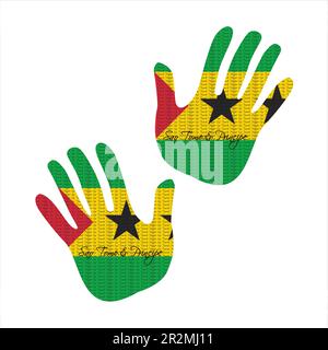 vettore mano flag sao tomé e principe Illustrazione Vettoriale