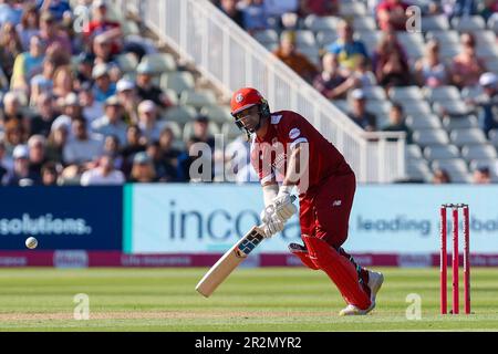 Birmingham, Regno Unito. 20th maggio, 2023. Lancashire's Colin De Grandhomme in azione con il pipistrello durante il Vitality T20 Blast Match tra Derbyshire Falcons e Lancashire Lightning all'Edgbaston Cricket Ground di Birmingham, Inghilterra, il 20 maggio 2023. Foto di Stuart Leggett. Solo per uso editoriale, licenza richiesta per uso commerciale. Non è utilizzabile nelle scommesse, nei giochi o nelle pubblicazioni di un singolo club/campionato/giocatore. Credit: UK Sports Pics Ltd/Alamy Live News Foto Stock