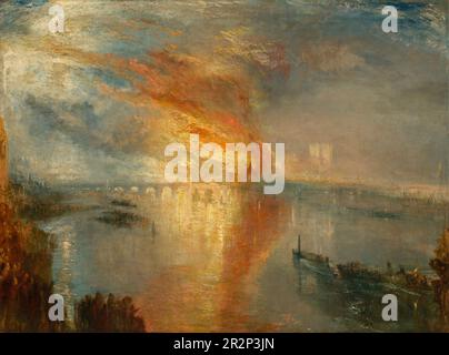 L'incendio delle Camere dei Signori e Comuni, 16 ottobre 1834. Joseph Mallord William Turner. 1834. Foto Stock