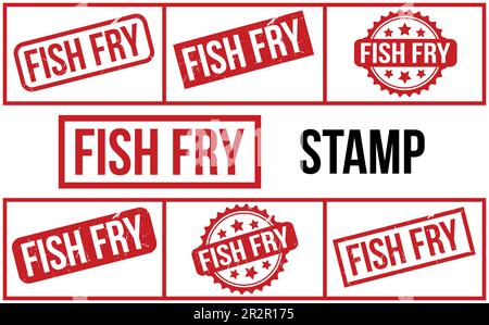 Fish Fry Rubber Stamp Set Vector Illustrazione Vettoriale