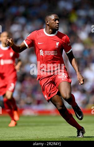 Liverpool, Regno Unito. 20th maggio, 2023. Ibrahima Konate di Liverpool durante la partita della Premier League ad Anfield, Liverpool. Il credito dell'immagine dovrebbe essere: Gary Oakley/Sportimage Credit: Sportimage Ltd/Alamy Live News Foto Stock