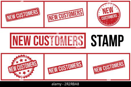 Nuovi clienti Rubber Stamp Set Vector Illustrazione Vettoriale