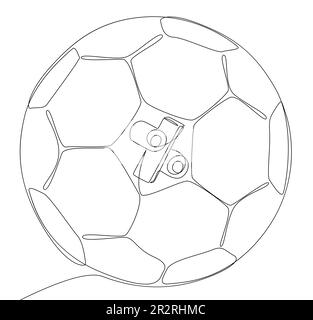 Una linea continua di pallone da calcio con segno percentuale. Concetto di vettore di illustrazione a linea sottile. Disegno di contorno idee creative. Illustrazione Vettoriale