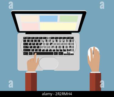 disegno vettoriale del laptop di lavoro della persona Illustrazione Vettoriale