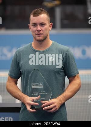 Circolo della Stampa - Sporting, Torino, Italia, 20 maggio 2023, Dominik Koepfer (Germania), il vincitore dell'Open Piemonte Challenger dopo la finale vs Foto Stock