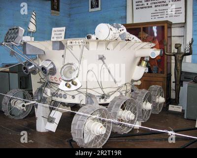 Pereyaslav-Khmelnytskyi, Ucraina, 6 giugno 2007. Una simulazione del veicolo automatico Lunokhod-1 nel Museo del mondo dell'esplorazione spaziale di Pereyas Foto Stock