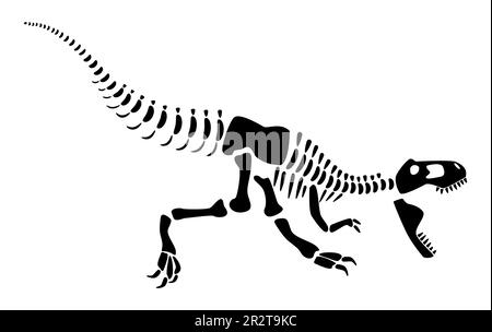 Scheletro di Tyrannosaurus Rex . Silhouette dinosauri . Vista laterale . Vettore . Illustrazione Vettoriale