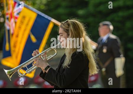 Woodhall Spa, Regno Unito. 21st maggio, 2023. I veterani e i membri di 617 Squadron e della Royal Air Force partecipano ad un servizio di commemorazione per il 80th° anniversario del RAID dei Dambusters ai memoriali di Woodhall Spa Lincolnshire (Photo by Lisa Harding/News Images) a Woodhall Spa, Regno Unito, il 5/21/2023. (Foto di Lisa Harding/News Images/Sipa USA) Credit: Sipa USA/Alamy Live News Foto Stock