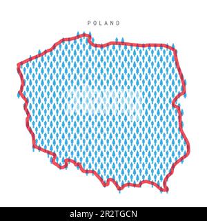 Polonia Mappa della popolazione. Stick figure Polacchi mappa con grassetto rosso traslucido paese confine. Modello di icone uomo e donna. Vettore isolato illus Illustrazione Vettoriale