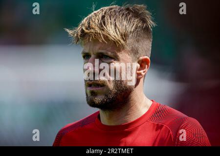 Nijmegen, Paesi Bassi. 21st maggio, 2023. NIJMEGEN, PAESI BASSI - MAGGIO 21: Lasse Schone di NEC Nijmegen durante la partita di Eredivie tra NEC Nijmegen e AZ Alkmaar a Goffertstadion il 21 Maggio 2023 a Nijmegen, Paesi Bassi (Foto di Broer van den Boom/Orange Pictures) Credit: Orange Pics BV/Alamy Live News Foto Stock