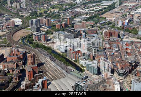 Vista aerea del centro di Leeds, West Yorkshire Foto Stock