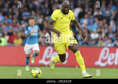 Napoli, Italia. 21st maggio, 2023. Romelu Lukaku del FC Internazionale durante la Serie Una partita di calcio tra SSC Napoli e FC Internazionale allo stadio Diego Armando Maradona di Napoli (Italia), 21st maggio 2023. Credit: Insidefoto di andrea staccioli/Alamy Live News Foto Stock