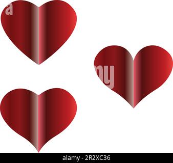 Raccolta di illustrazioni cardiache, insieme di icone di simbolo d'amore, vettore di simbolo d'amore Illustrazione Vettoriale