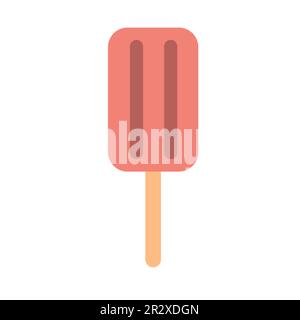 Gelato alla frutta dolce su un bastone. Delizioso dessert congelato su sfondo isolato. Illustrazione Vettoriale