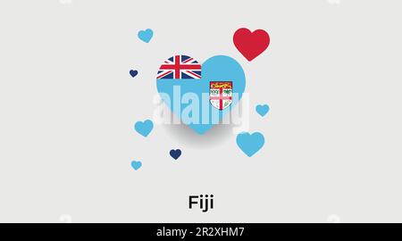 Fiji paese cuore. Amore Figi bandiera nazionale vettore illustrazione Illustrazione Vettoriale