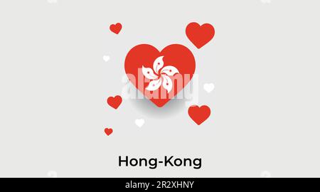 Hong Kong paese cuore. Amore Hong Kong bandiera nazionale vettore illustrazione Illustrazione Vettoriale