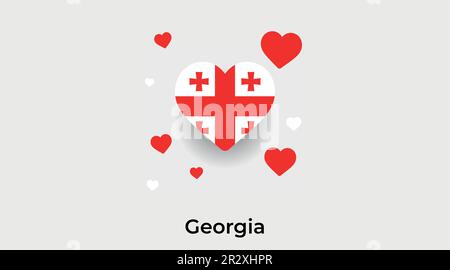 Georgia paese cuore. Amore Georgia vettore bandiera nazionale illustrazione Illustrazione Vettoriale