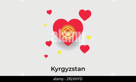 Kirghizistan paese cuore. Amore Kyrgyzstan bandiera nazionale vettore illustrazione Illustrazione Vettoriale