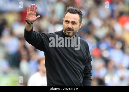 Roberto de Zerbi in qualità di Manager del Brighton & Hove Albion FC allo stadio AMEX Foto Stock