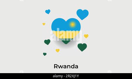 Ruanda paese cuore. Amore Ruanda bandiera nazionale vettore illustrazione Illustrazione Vettoriale