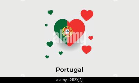 Portogallo paese cuore. Amore Portogallo bandiera nazionale vettore illustrazione Illustrazione Vettoriale
