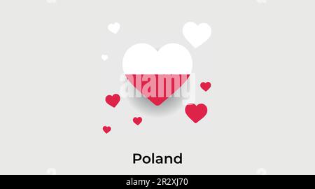 Polonia paese cuore. Illustrazione vettore bandiera nazionale Polonia amore Illustrazione Vettoriale