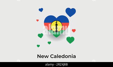 Nuovo cuore di campagna della Caledonia. Amore Nuova Caledonia bandiera nazionale vettore illustrazione Illustrazione Vettoriale