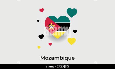 Mozambico paese cuore. Amore Mozambico bandiera nazionale vettore illustrazione Illustrazione Vettoriale