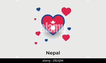 Nepal paese cuore. Amore Nepal bandiera nazionale vettore illustrazione Illustrazione Vettoriale