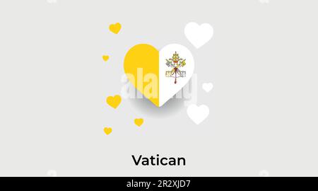 Città del Vaticano Stato Paese cuore. Amore Città del Vaticano Stato nazionale bandiera figura vettore Illustrazione Vettoriale