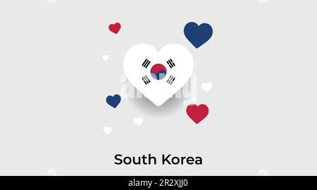 Corea del Sud paese cuore. Amore Corea del Sud bandiera nazionale vettore illustrazione Illustrazione Vettoriale