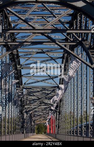 Old Harburg Elbe Bridge, Amburgo, Harburg, Ponte di legno, Germania Foto Stock