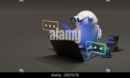 Simpatico robot ai copilot Conversational con bolla vocale, rendering 3D Foto Stock