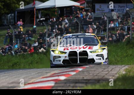 Nuerburg, Germania. 18th maggio, 2023. Nuerburgring, Germania, 21. 2023 maggio; 24 ore di gara al Nuerburgring, Team ROWE - BMW M4 GT3 #98, i piloti (Marco WITTMANN, Sheldon van der LINDE, Dries VANTHOOR, Maxime MARTIN) sono i secondi classificati dell'evento 2023 sul vecchio tracciato del Nurburgring. (Foto e copyright - Gerard T'Serstevens/ATP images) (SERSTEVENS Gerard/ATP/SPP) Credit: SPP Sport Press Photo. /Alamy Live News Foto Stock