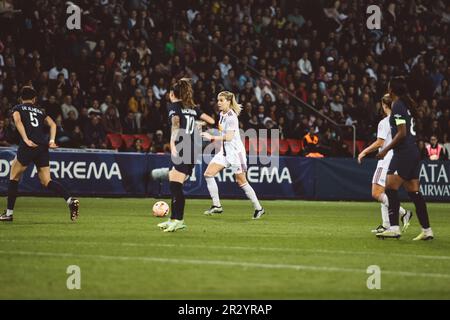 Lione, Francia. 21st maggio, 2023. ADA Hegerberg (14) di OL in azione durante il gioco Arkema D1 tra Parigi Saint-Germain e Olympique Lyonnais al Parc des Princes di Parigi, Francia. (Pauline FIGUET/SPP) Credit: SPP Sport Press Photo. /Alamy Live News Foto Stock