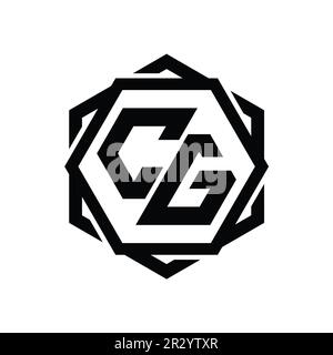 CG Logo monogramma forma esagonale con disegno a contorno isolato astratto geometrico Foto Stock