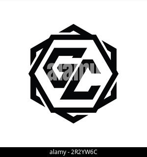 GC Logo monogramma forma esagonale con disegno a contorno isolato astratto geometrico Foto Stock