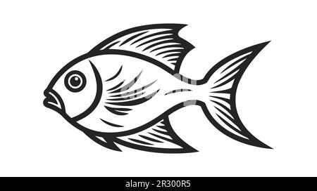 Icona del vettore di pesce. Simbolo di illustrazione di Sea Food. Logo dell'elemento Farm. Illustrazione Vettoriale