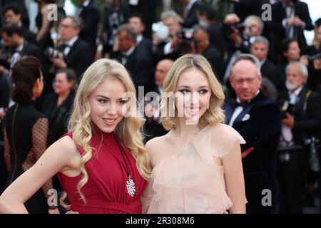 Cannes, Francia. 18th maggio, 2023. CANNES, Francia su 18. MAGGIO 2023; la principessa Maria Carolina De Bourbon des Deux Siciles e la principessa Maria Chiara de Bourbon des Deux Siciles partecipano al tappeto rosso "Indiana Jones e il Dial of Destiny" durante il 76th° festival annuale di Cannes al Palais des Festivals il 18 maggio 2023 a Cannes, Francia., Foto e copyright immagini Thierry CARPICO/ATP (CARPICO Thierry/ATP/SPP) Credit: SPP Sport Press Photo. /Alamy Live News Foto Stock