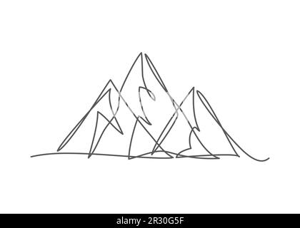 Mountain una linea di disegno su sfondo bianco Illustrazione Vettoriale