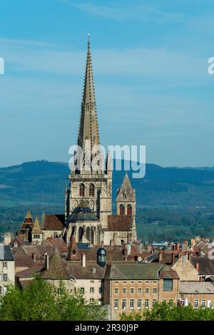 Esecuzione automatica . La cattedrale di Saint Lazare . Parco naturale regionale Morvan. Saone et Loire. Bourgogne Franche Comte. Francia Foto Stock