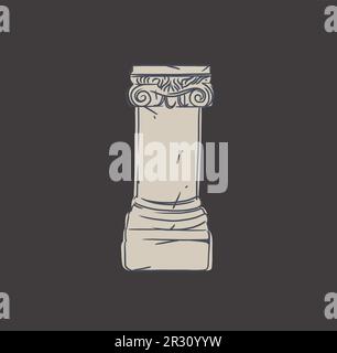 Disegno a mano vettoriale astratto contorno, grafica, linea arte greco antica scultura vecchia colonna linea disegno moderno.statue antiche classiche in bohémien alla moda Illustrazione Vettoriale