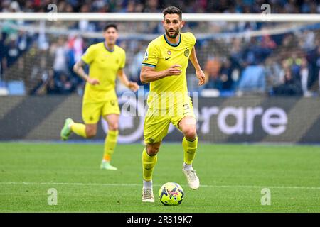 Roberto Gagliardini del FC Internazionale in azione durante la Serie Una partita di calcio tra SSC Napoli e FC Internazionale a Diego Armando Maradon Foto Stock