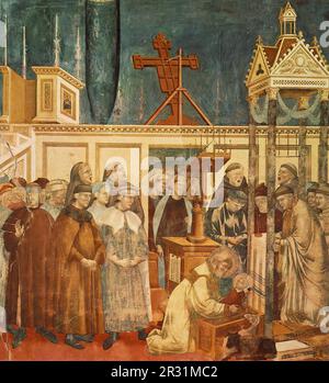GIOTTO di Bondone (1267, Vespignano, 1337, Firenze) leggenda di San Francesco: 13. Istituzione del Presepe a Greccio 1297-1300 fresco, 270 x 230 cm Foto Stock