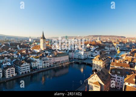 Vista panoramica sulla città di Zurigo, Svizzera Foto Stock