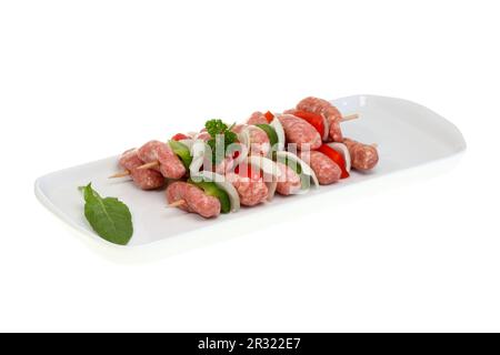 Spiedini di carne fresca. Foto Stock