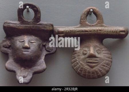 L'amuleto,museo monografico de Conimbriga, Ciudad del Conventus Scallabitanus, provincia romana de Lusitania, cerca de Condeixa-a-Nova, Distrito de Coimbra, Portogallo, Europa. Foto Stock