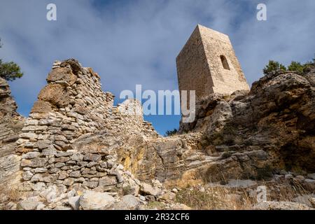 Torreón de origen islámico, Chaorna, Soria, Comunidad Autónoma de Castilla y León, Spagna, Europa. Foto Stock